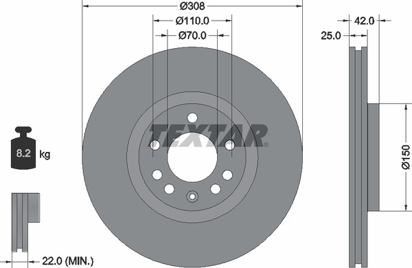Textar Bremsscheibe PRO – beschichtet 92110903